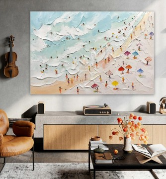 Swimming sport beach summer Room Decor by Knife Oil Paintings
